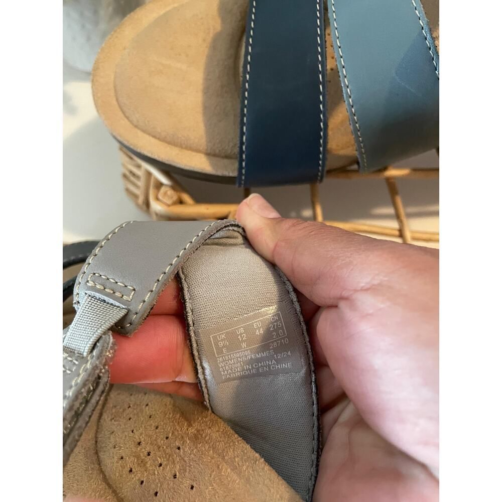 Clarks Collection Size 12 Blue Multi Strap Comfort Slide Sandals - Picture 5 of 9